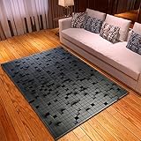 Teppich Wohnzimmer Polypropylen Rechteckiger Teppich Langlebig Waschbar Teppich Läufer Carpet für Kinderzimmer,Schlafzimmer,Arbeitszimmer,Büro,Flur und Küche(3D graues Quadrat，140x200cm)