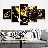 Wallpaper M Wandkunst Bild Leinwände Drucken 5 Stück HD Herr der Ringe und Karte Leinwand Gemälde Framework Modulare Poster für Wohnzimmer Dekor-A_Size-D-EIN_Größ