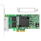 Euqvos für Intel I350-T4 Serie 4 Port (Quad) 1,25G Gigabit Ethernet PCI Express 2.0 PCI-E Netzwerkadapterkarte (NIC) 10/100/1000 MBit/s 4-Lane-Karte mit Intel I350AM2-Chipsatz 4xRJ45