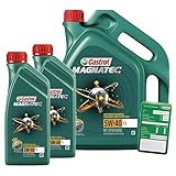 2x 1 L + 5 L = 7 Liter Castrol Magnatec 5W-40 C3 Motoröl inkl. Castrol Ölwechselanhäng