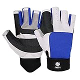 FitsT4 Segelhandschuhe mit 3/4 Finger und Griff für Rudern, Yacht, Segelsport, Paddeln, Kajak, Angeln, Fischen, Wassersport für Junge Erwachsene, Herren & Damen, Blau, L