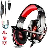 LG Snow Qwee Gaming-Headset for PS4, Stereo Surround Sound Gaming Headset mit Mikrofon, 3,5 mm Klinke-Kopfhörer mit LED-Licht Noise-Cancelling-Kopfhörer for PS4 / Xbox One S/Xbox One/Nintendo Sw