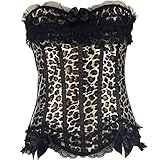 Korsett für Frauen, Bauchkontrolle, Gewichtsverlust, Schnürung am Rücken, Trimmer, Leopardenmuster, Bustier, Schwarz , 52