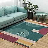 Teppich Wohnzimmer Moderner Designer Großer Teppich Kurkuma dunkelgrün rot geometrische Nähte Schlafzimmer Küchenstuhl Matte Kinderzimmer 160 x 230