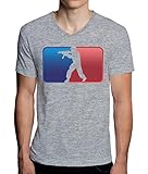 Counter Strike Blue and Red Logo Graphic Design Men's V-Neck T-Shirt X-Larg