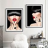 DFHDFH Hair Styling Barber Shop Poster Mode Modell Mädchen Leinwand Kunstdrucke Moderne Wandmalerei Für Friseursalon Wohnkultur Bilder 40x60cmx2 Kein R