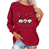 HHOP Weihnachten Hoodie Damen große größen Pullover Damen Grosse grössen Oversize Kleid Longpullover Damen lässig fur Hemd Sommer Damen Damen leinenbluse weiß brauner Reis weiße blusen günstig