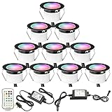 RGBW WiFi LED Terrassenbeleuchtung Wasserdicht IP67 Ø 45 mm 12 V – LED-Sockelleuchte Kits für Terrasse/Terrasse/Weg/Wand/Garten/Dekoration, 10 Packung