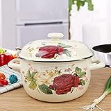 Dicker Emaille-Topf mit zwei Ohren, Emaille, Milchtopf, Kochtopf, Reis, offene Flamme, splittert nicht für allgemeine Zwecke, Induktionsherd, 3,2