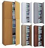 VCM Büroschrank Aktenschrank Bücherregal Aktenregal Schrank Regal Lona 5-Fach Drehtüren Weiß