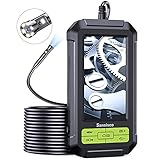 Sansisco Endoskopkamera mit Licht 7mm, 1080P Industrie Endoskop dual Lens, 2MP Digitale Inspektionskamera Wasserdicht IP67, 3 Helligkeiten, Schlangenkamera mit 5m halbsteifem Kabel, 32GB