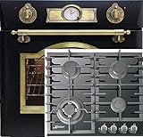 Gas Herdset Autark/Einbau Elektro Backofen 67L+Gaskochfeld 60cm/Elektro Einbaubackofen/Retro Backofen/Erdgas und Propangas/Gasherd mit 4 Hochwertigen Brennern/Turbo WOK Brenner 3,8kW/Herd S