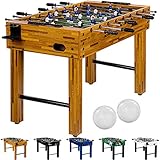 Maxstore Tischfussball „Glasgow“, 5 Dekore: Holz/Schwarz/Blau/Soccer/Weiß, inkl. 2 Bälle, 2 Getränkehalter, höhenverstellbare Füße, hochgezogene Spielfeldecken, Tischkicker, Kicker, Kick