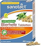 sanotact Bierhefe Tabletten • 400 Tabletten • 100% natürliche Bierhefe vegan • Mit Biotin für schöne Haare und gesunde Haut • Inklusive 6 B-V
