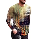 Longsleeve Herren Stretch Regular Fit Slim Fit Dünn Rundhals Langarmshirts Casual Vintage Gitarre 3D Print Langarm Tshirt Tops T-Shirt Bluse Sweatshirt Pulli Hoody Pullover Hoodie Herbst W