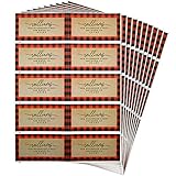 12 Blatt 120 Stück Plaid bedruckbare Etiketten 5,1 x 10,2 cm Buffalo Plaid Aufkleber Kraft-Etiketten bedruckbar Laser Vinyl Etiketten Aufkleber für Glas Deckel Paket Umschläge (schwarz und rot)