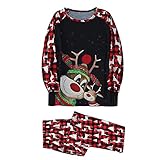 Weihnachtspyjama Familie Set für Vater Mutter Baby Kinder Junge Mädchen Familie Langarm Pyjama Set Weihnachts Jumpsuit Einteiliger Schlafanzug mit Kap