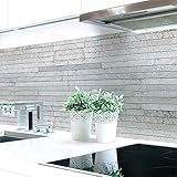 Küchenrückwand Steinschichten Grau Premium Hart-PVC 0,4 mm selbstklebend - Direkt auf die Fliesen, Größe:400 x 80