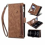 Motorola Moto G60s Wallet Case for Motorola Moto G60s Crossbody Case Flip Folio Leather Cover Zipper Wallet with Card Holder Kickstand Money Pocket & Wriststrap Book Fold Case Brow