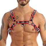 Agoky Herren Verstellbarer PU Leder Body Brust Harness Punk Gothic sexy Sklave Bandage Kostüme Party Klub Outfits Schwarz B One_S