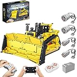 TopBau Technik Bulldozer Bagger, APP/RC 2,4G Pneumatisch Bulldozer mit Motoren, 1988+ Teile Baufahrzeug Bausteine Kompatibel mit Lego T