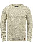 Blend Dan Herren Strickpullover Feinstrick Pullover Mit Rundhals Und Melierung, Größe:L, Farbe:Bone White (70016)