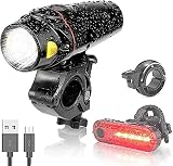 Oyeeice LED Fahrradlicht Set, IPX5 Wasserdicht Fahrradbeleuchtung ，USB Aufladbar Smart Sensor und 3 Leuchtmodi Fahrrad Licht, mit Frontlicht ,Rücklicht und Fahrradklingel (2200
