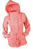 VIN TE Damen Sweat Parka Mantel Jacke Hoodie Kapuze Fleece gefüttert meliert M-XXL (Koralle, XXL)