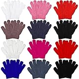 Syhood 12 Paar Kinder Handschuhe Stretch Vollfinger Handschuhe Winter Warm Gestrickte Unisex Kinderhandschuhe für Jungen und M