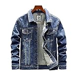 Zerrissene Jeansjacke Herren - Loose Trucker Cowboy Tops Coat, Farbverlauf Vintage Western Style Jean Outwear, Button Down Mit Taschen Waschen Für Den Herbst Langarm M - 4XL,Blau,XXL