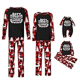 EMATOP Familie Schlafanzug Weihnachts Langarm Pyjama Set Winter Warm Weihnachtspullover Schlafshirt und Pyjamahosen Lässiges Mode Nachtwäsche Hausanzug Bequemes Sleepwear für Herren D