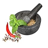Navaris Mörser und Stößel aus Granit im Set - Steinmörser Gewürzmörser groß - für Gewürze Pesto Kräuter - Stampfer mit Schlegel - Ø 16