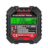 Socket Tester Meroteen GFCI-Steckdosentester mit Spannungsanzeige 90-250 V Steckdosentester Automatischer Stromkreis Polaritätsspannungsdetektor Breaker Finder HT107D