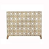 liushop Kaminschirm Medium Schmiedeeisen Funkenschutz hohlen Gold-Schwarz-Eisen Kamin Partition Screen Kamin Funkenschutz (Color : Gold)