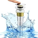 Universal Ablaufgarnitur Edelstahl Pop Up Waschbeckenstöpsel, Ventil Ablaufventil mit Überlauf und 3 Dichtungen, für Küchen Waschbeck