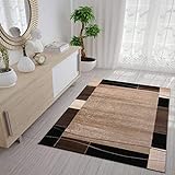 VIMODA Teppich Klassisch Modern Retro mit Bordüre braun beige schwarz, Maße:120x170