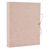 ELFGUS Fotoalbum zum Selbstgestalten, Kraft-Seiten Fotoalben Scrapbook Groß zum Einkleben, Leinen Fotobuch Gästebuch Stammbuch mit Geschenkbox, Khak