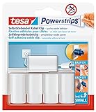 tesa Powerstrips Kabelclip / Kabel Clip selbstklebend / Zur Fixierung von Kabeln / In Weiß / 1 x 5 Stk