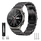 SPGUARD Armband Kompatibel mit Huawei Watch GT2 Armband 46mm Huawei Watch GT2e Armband,22mm Edelstahl Ersatzarmband für Huawei GT2e/Huawei Watch GT 46mm/Huawei Watch GT(Schwarz)