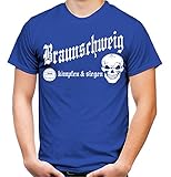 Braunschweig kämpfen & Siegen Männer und Herren T-Shirt | Fussball Ultras Geschenk | M1 (L, Blau)