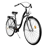 Milord. Komfort Fahrrad mit Gepäckträger, Hollandrad, Damenfahrrad, 1-Gang, Schwarz, 28 Z