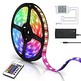 Hotmigao LED Strip 2m, RGB LED Lichterkette Streifen wasserdicht IP65 LED Lichtband mit 24 Tasten IR-Fernbedienung, LED Stripes für Zuhause, Schlafzimmer, Küche, Party, W