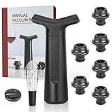 TRAORM Silikon Wine Weinverschluss, Flaschenverschluss mit 1 Vakuumpumpe und 6 Vakuum-Weinstopfen und 1 Ausgießer 1 Zinnfolien-Messer für Wein, Champagner Geschenk Familie und Freunde (Black)