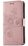 kazineer Hülle für Samsung Galaxy S9 Plus, Handyhülle Leder Tasche Flip Case [Kartenfach] [Faltbarer Ständer] [Abnehmbarer Handschlaufe] Schutzhülle für Samsung Galaxy S9 Plus / S9+ (Pink-Gold)