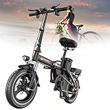 Luckyzl Faltbares Elektrofahrräder, Led licht Elektro Bike Damen Herren, Faltrad Elektro Bike, Batterie, 350 W Motor, Reichweite Bis 160 Km, Komfortable Stoßdämpfung