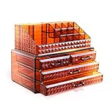 Sevenler Make-up Organizer, Kosmetikorganizer in Bronzefarbe, Schmink-Aufbewahrung, dekorative Aufbewahrungsbox aus Acryl (Pinsel+Schmuck-Organizer)