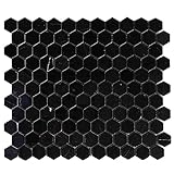 Diflart Mosaikfliese schwarz Marmor Hexagon 2,5 cm poliert Nero Marquina für Wand Boden 5 Stück (kleines Sechseck)