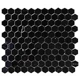 Diflart Mosaikfliese schwarz Marmor Hexagon 2,5 cm poliert Nero Marquina für Wand Boden 5 Stück (kleines Sechseck)