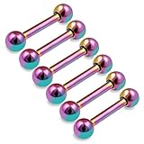 bodyjewelrytrend 6 Stück Straight Barbell Piercing stab Kugel eloxierter chirurgenstahl 1,2mm knorpel Cartilage Ohr Rook Helix augenbrauenpiercing Tragus hantel Ohrstecker AACQ 8