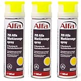 Markierungsspray 3 x 500 ml (1,5 Liter) Neon-Gelb für saubere und präzise Markierungen mit flexibler 360 °C Sprühanwendung (Überkopffunktion) auch für feuchte Untergründe und Minustemp